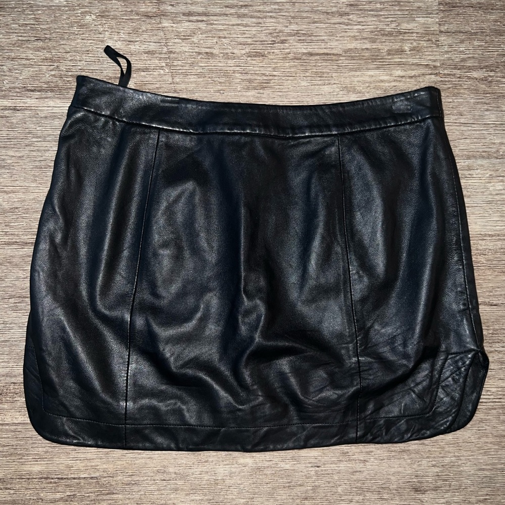Vintage T By Alexander Wang Black Leather Mini Skirt